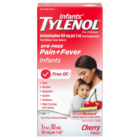 Infants’ Tylenol, Oral Suspension, Pain Reliever, Fever Reducer, Cherry, 1 Fl oz