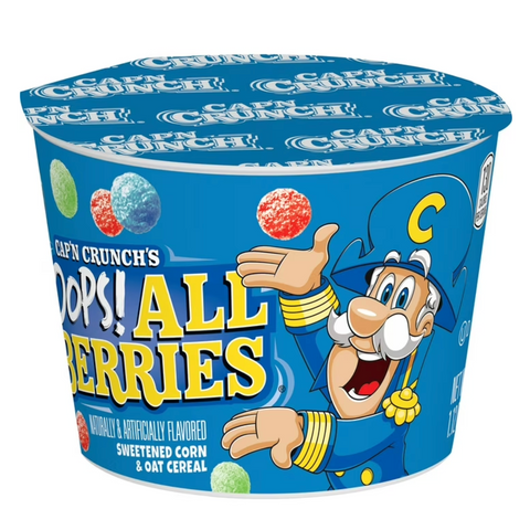 Cap'n Crunch Sweetened Corn & Oat Cereal Oops All Berries Breakfast Cereal Cup, 1.12 oz