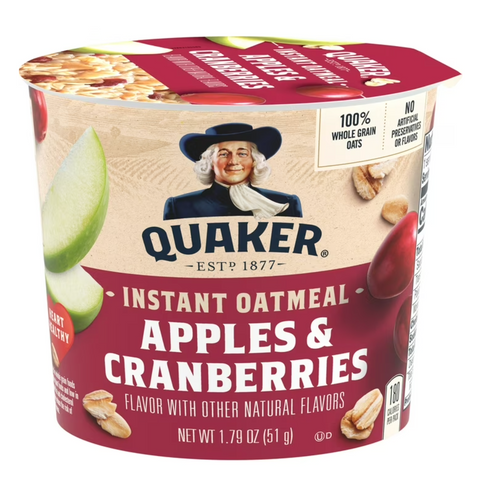 Quaker Apples & Cranberries Oatmeal Cup, 1.79 oz