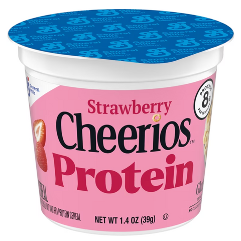 Strawberry Cheerios Protein, Breakfast Cereal Cup, Gluten Free, Single Serve, 1.4 oz
