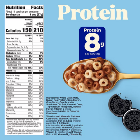 Cheerios Protein Cereal, Cookies and Crème, 8g Protein, Family Size, 15 oz