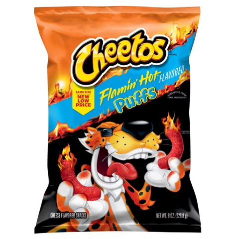 Cheetos Puffs Flamin' Hot Cheese Flavored Snacks, 8 oz