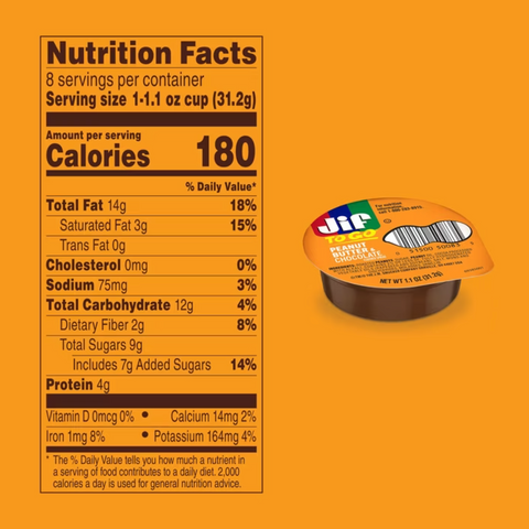 JIF To Go Peanut Butter & Chocolate Flavored Spread, 8 Count