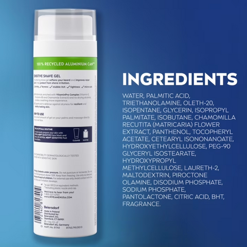 NIVEA MEN Sensitive Shave Gel for Sensitive Skin, with VitaminPro Complex, 7 oz