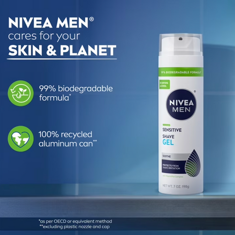 NIVEA MEN Sensitive Shave Gel for Sensitive Skin, with VitaminPro Complex, 7 oz