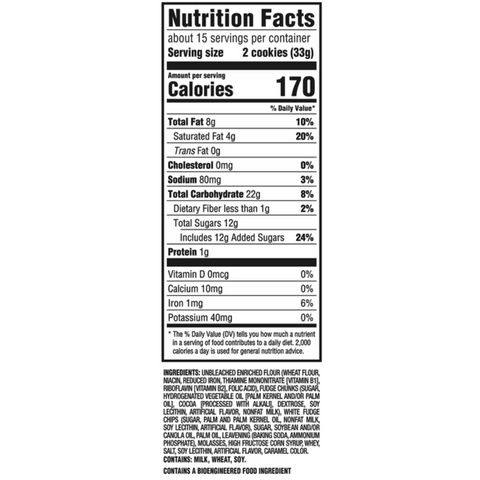 CHIPS AHOY! White Fudge Chocolate Chunky Fudgy Chocolate Chip Cookies, Family Size, 18 oz