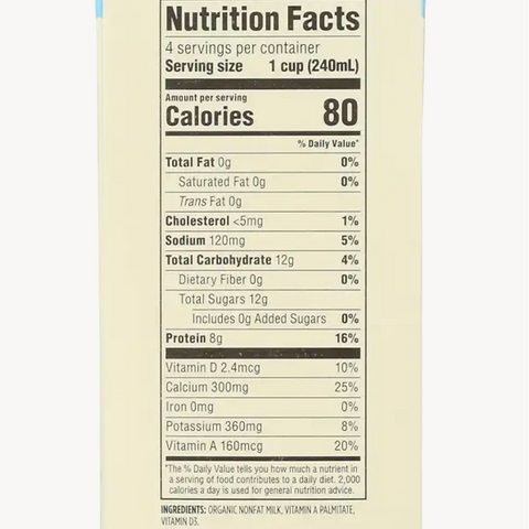 365 Organic Fat Free Milk, 1 Quart
