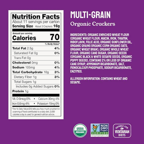 Milton's Organic Crackers, Made With 4 Whole Grains & 3 Seeds, 6 Oz