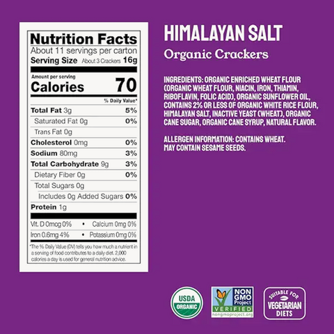 Milton's Organic Crackers, Himalayan Salt, 6 Oz