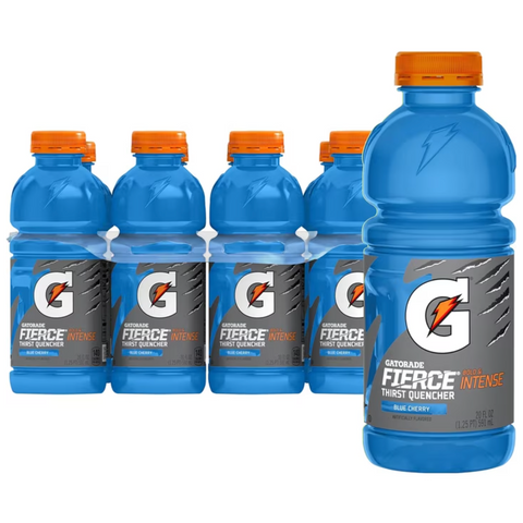 Gatorade Fierce Thirst Quencher Blue Cherry Sports Drinks, 20 fl oz, 8 Count