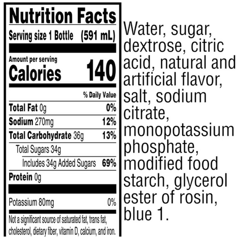 Gatorade Fierce Thirst Quencher Blue Cherry Sports Drinks, 20 fl oz, 8 Count