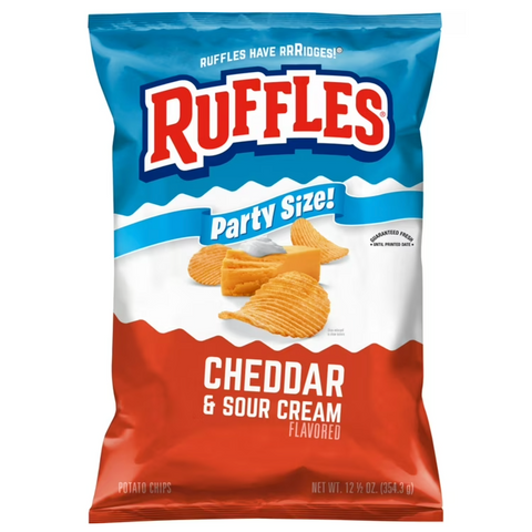Ruffles Cheddar & Sour Cream Potato Snack Chips, Party Size, 12.5 oz