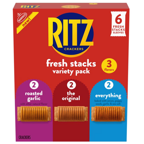 Ritz Fresh Stacks Variety Pack, 3 Flavors, Travel Snacks, 8.85 oz
