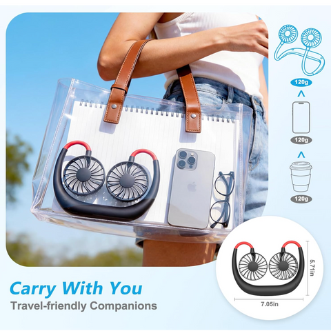 Neck Fan Portable Rechargeable: Personal Cooling Wearable Fan Around your Neck that Blow Cold Air