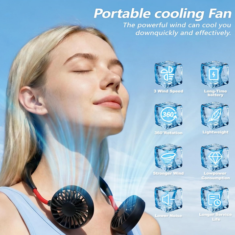 Neck Fan Portable Rechargeable: Personal Cooling Wearable Fan Around your Neck that Blow Cold Air