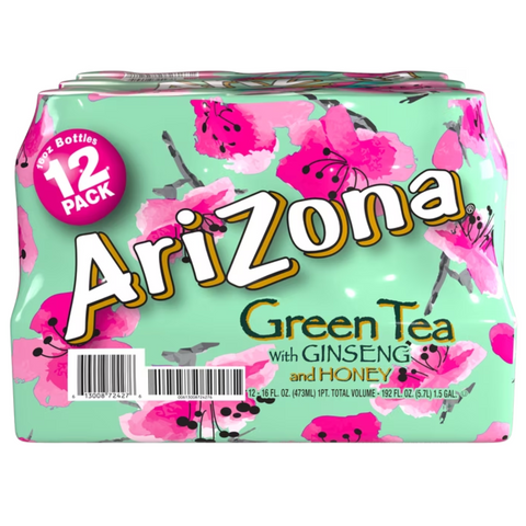 AriZona Green Tea with Ginseng and Honey, 16 fl oz, 12 Count