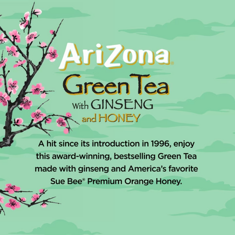 AriZona Green Tea with Ginseng and Honey, 16 fl oz, 12 Count