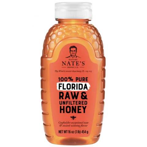 Nate's Florida 100% Pure, Raw and Unfiltered Honey, 16 fl oz