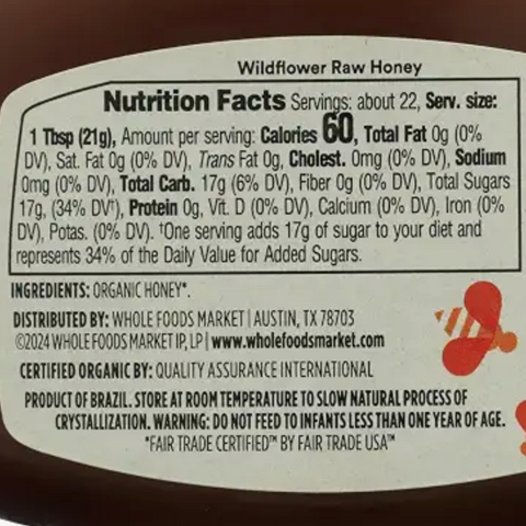 365 Organic Raw Wildflower Honey, 16 oz