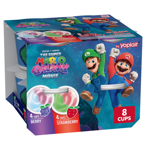 Yoplait Low Fat Kids Yogurt Cups, The Super Mario Galaxy Movie Variety Pack, 8 Count