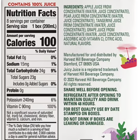 Juicy Juice 100% Juice, Fruit Punch, 6.75 fl oz, 8 Count