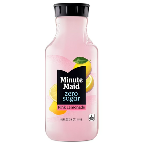 Minute Maid Zero Sugar Pink Lemonade Bottle, 52 fl oz