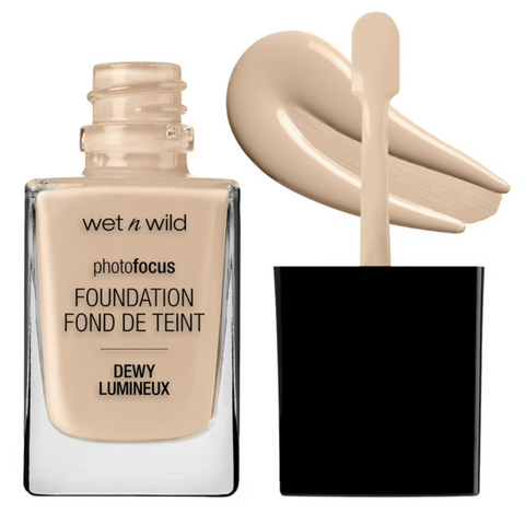 Wet n Wild Photo Focus Dewy Liquid Foundation Makeup, Shell Ivory, 1.0 fl oz