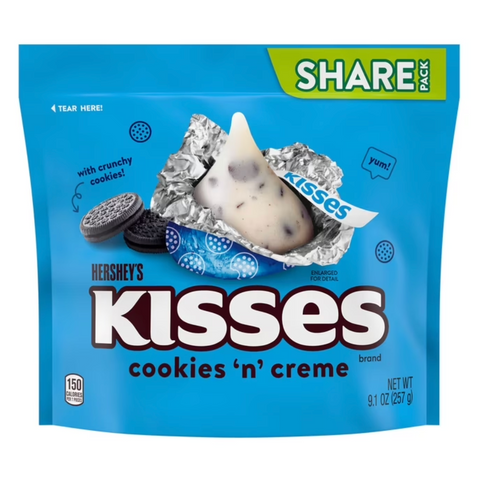 Hershey's Kisses Cookies 'n' Creme Chocolate Candy, Share Size, 9.1 oz
