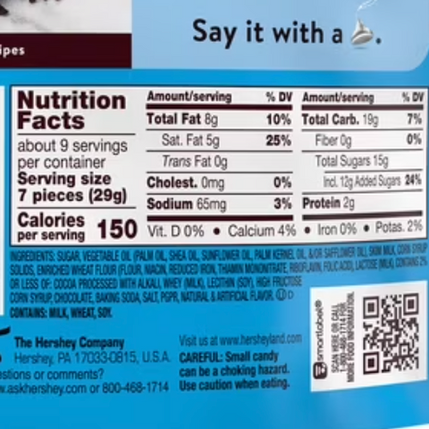 Hershey's Kisses Cookies 'n' Creme Chocolate Candy, Share Size, 9.1 oz