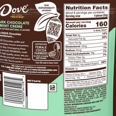 Dove Promises Dark Chocolate & Mint Creme Candy, Medium Size, 6.74 oz