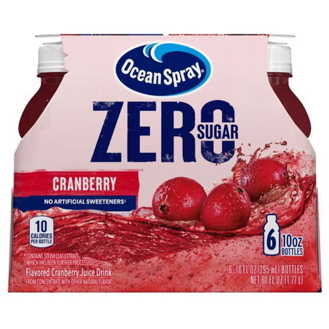 Ocean Spray ZERO Sugar Cranberry Juice Drink, 10 Fl Oz, 6 Count
