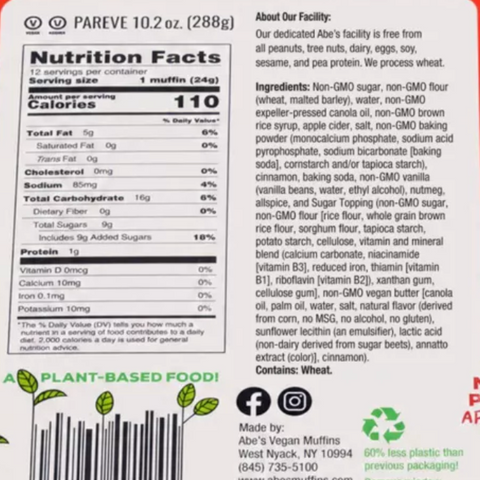 abe's Apple Cider Donut Vegan Muffins, 10.2oz, 12 Count