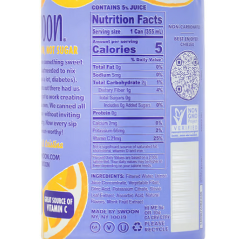 Swoon Sugar Free Classic Lemonade, 12 fl oz