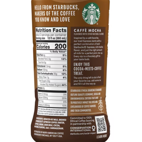 Starbucks Caffe Mocha Chilled Espresso Coffee, 40 oz