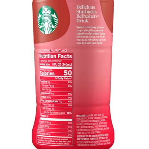 Starbucks Refreshers Lemonade Strawberry Acai, 40 oz
