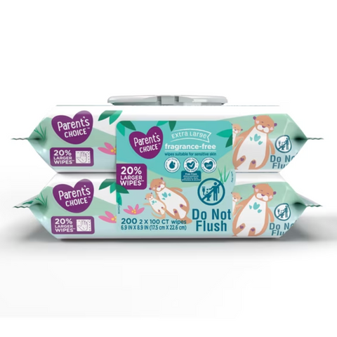 Parent's Choice Extra Large Fragrance-Free Baby Wipes, 200 Count