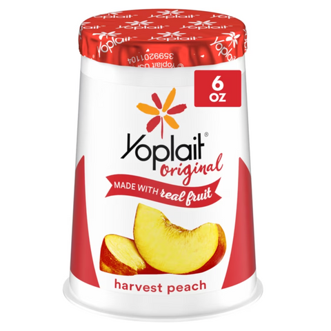 Yoplait Original Low Fat Harvest Peach Yogurt Cup, Made with Real Fruit, 6 oz