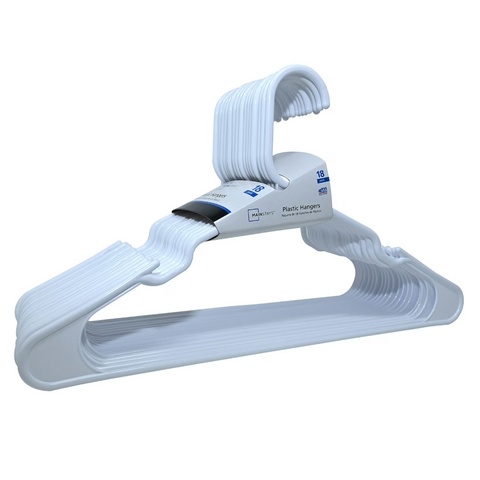 Mainstays Plastic Clothes Hangers, White, 18 Count