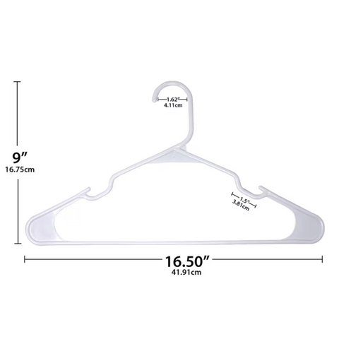 Mainstays Plastic Clothes Hangers, White, 18 Count