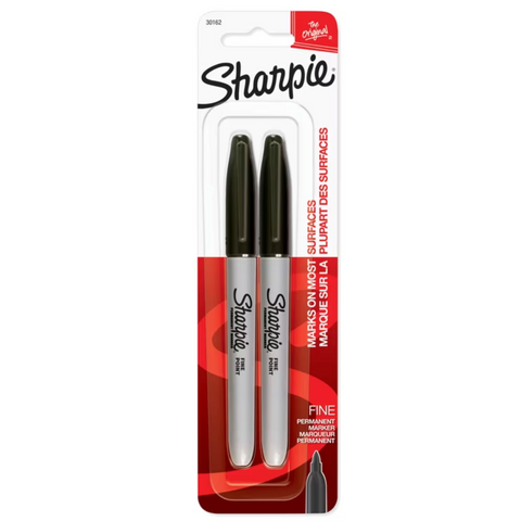 Sharpie Permanent Markers, Fine Point, Black, 2 Count