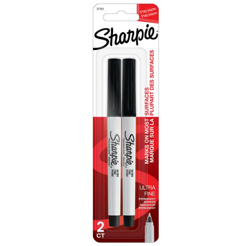 Sharpie Permanent Marker, Ultra Fine Point, Black, 2 Count