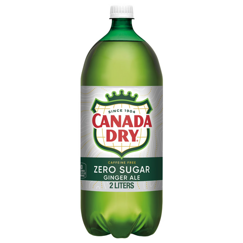 Canada Dry Caffeine Free Zero Sugar Ginger Ale Soda Pop, 2 L