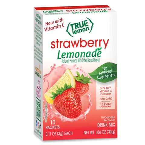 True Lemon Strawberry Lemonade Drink Mix Powder, 10 Count