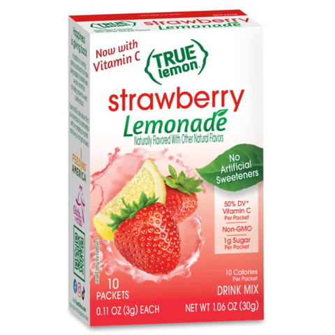 True Lemon Strawberry Lemonade Drink Mix Powder, 10 Count