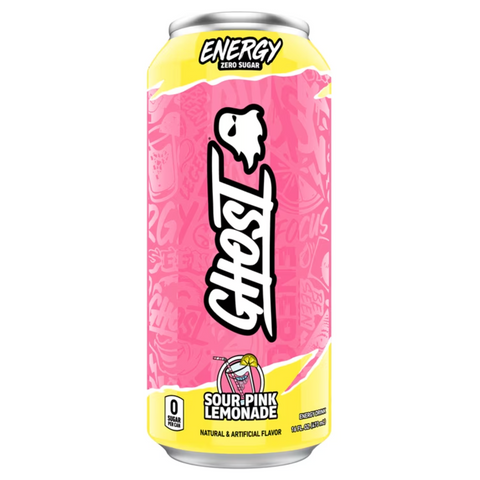 GHOST Energy Zero Sugars Energy Drink, Sour Pink Lemonade, 16 fl oz