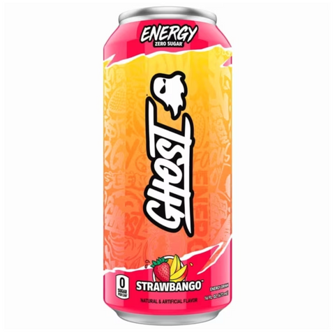 GHOST Energy Zero Sugars Energy Drink, Strawbango, 16 fl oz