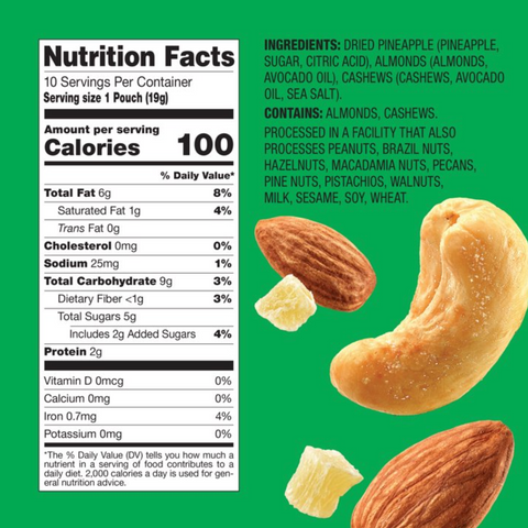 Emerald® Nuts Avocado Oil Roasted Cashews, Almonds, and Dried Pineapple, 10 Count