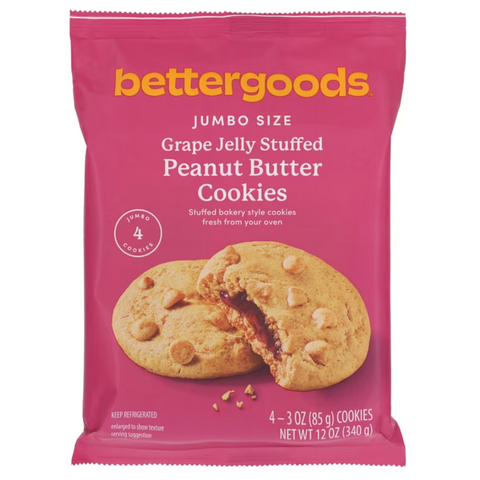 bettergoods Jumbo Grape Jelly-Stuffed Peanut Butter Cookie Dough, 3 oz, 4 Count