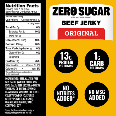 Tillamook Country Smoker Zero Sugar Original Beef Jerky, 6.5 oz