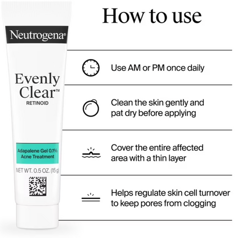 Neutrogena Evenly Clear Retinoid, Adapalene Gel 0.1%, 0.5 oz